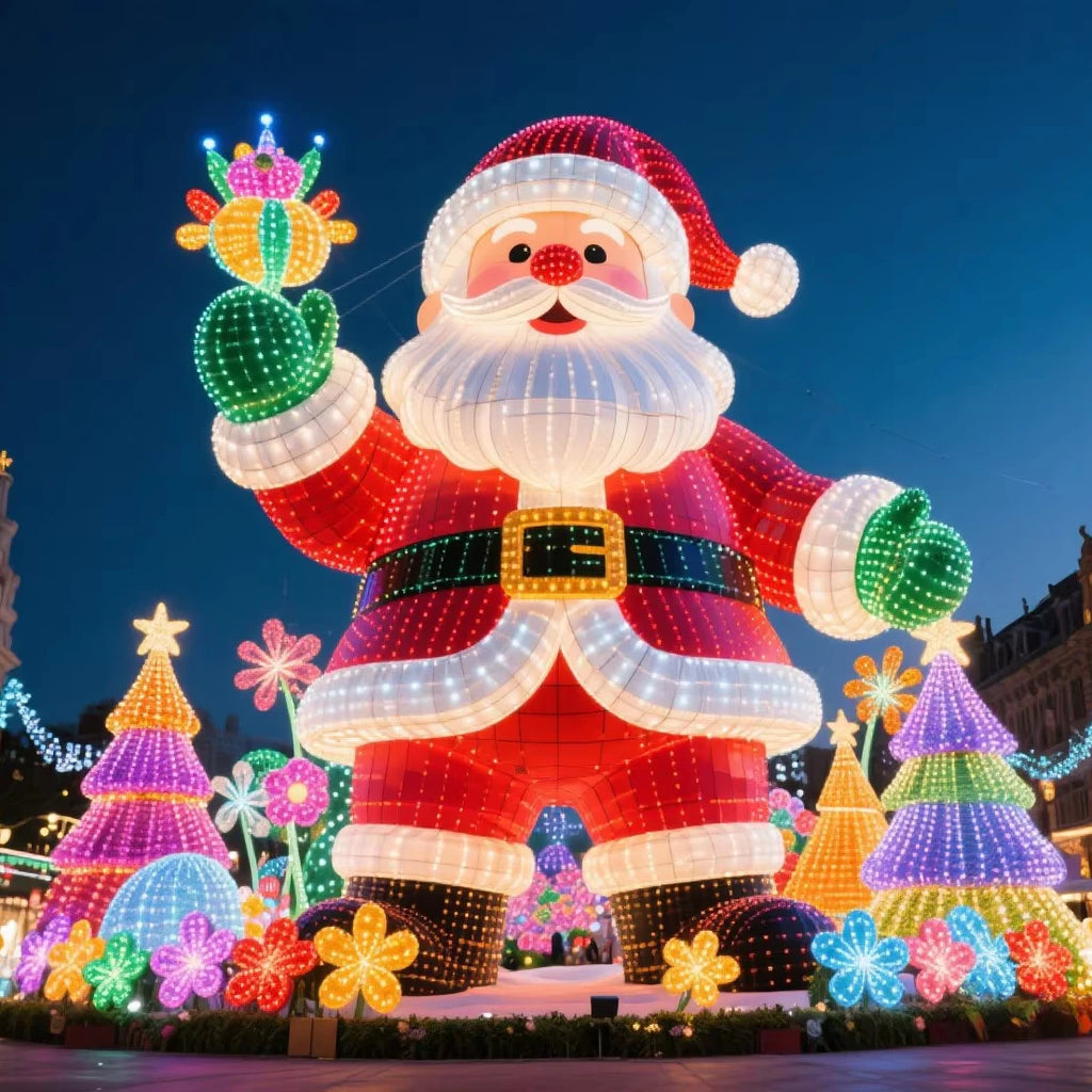 Santa and Christmas Tree Decoration with Lighting for Holiday Parties for Christmas Halloween Easter New Year Thanksgiving