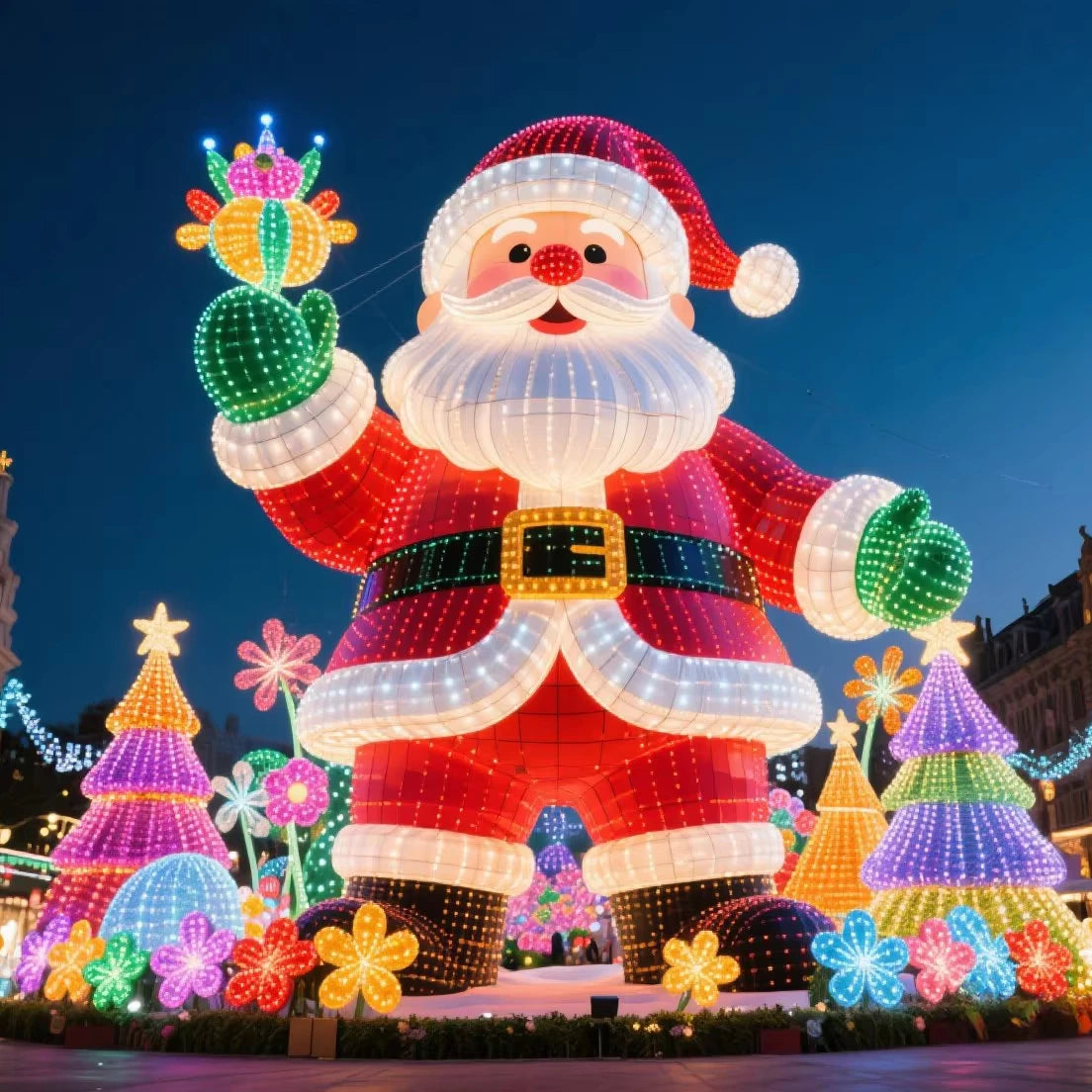 Santa and Christmas Tree Decoration with Lighting for Holiday Parties for Christmas Halloween Easter New Year Thanksgiving