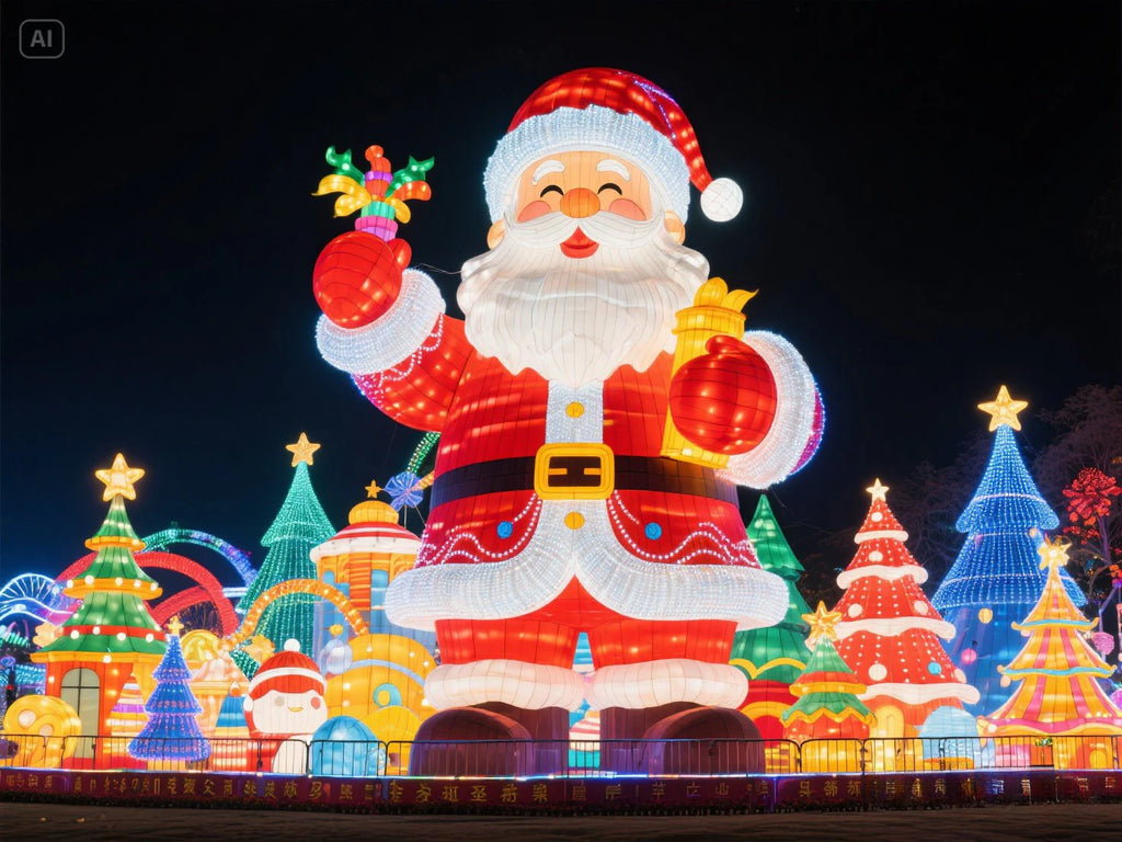 Santa and Christmas Tree Decoration with Lighting for Holiday Parties for Christmas Halloween Easter New Year Thanksgiving