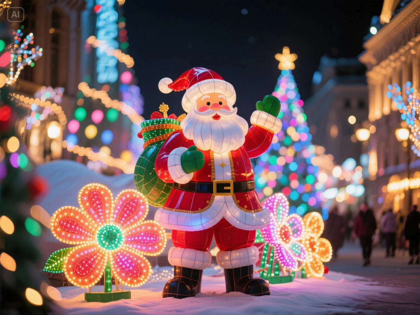 Santa and Christmas Tree Decoration with Lighting for Holiday Parties for Christmas Halloween Easter New Year Thanksgiving