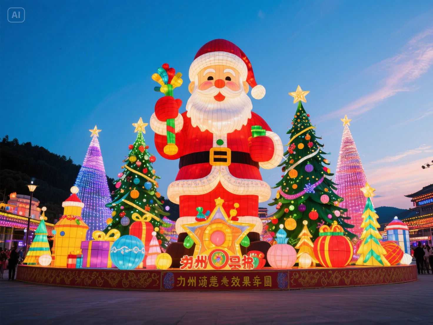 Santa and Christmas Tree Decoration with Lighting for Holiday Parties for Christmas Halloween Easter New Year Thanksgiving